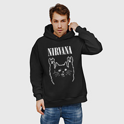 Толстовка оверсайз мужская Nirvana Rock Cat, НИРВАНА, цвет: черный — фото 2
