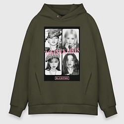 Толстовка оверсайз мужская Blackpink K-pop, цвет: хаки