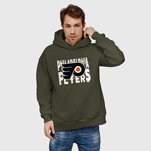 Мужское худи оверсайз Филадельфия Флайерз , Philadelphia Flyers / Хаки – фото 3
