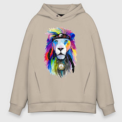 Толстовка оверсайз мужская Color lion! Neon!, цвет: миндальный