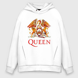 Толстовка оверсайз мужская Queen, логотип, цвет: белый