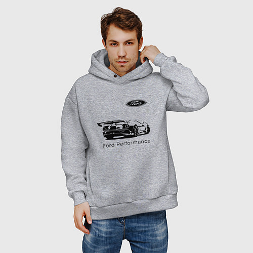 Мужское худи оверсайз Ford Performance Racing team / Меланж – фото 3