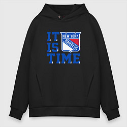 Толстовка оверсайз мужская It is New York Rangers Time Нью Йорк Рейнджерс, цвет: черный