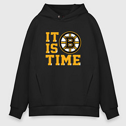 Толстовка оверсайз мужская It Is Boston Bruins Time, Бостон Брюинз, цвет: черный