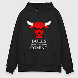 Толстовка оверсайз мужская Chicago Bulls are coming Чикаго Буллз, цвет: черный