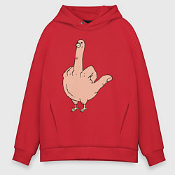 Толстовка оверсайз мужская Fuck you chicken, цвет: красный