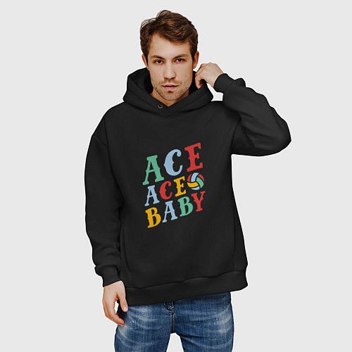 Мужское худи оверсайз Ace Ace Baby / Черный – фото 3