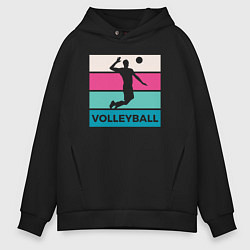 Толстовка оверсайз мужская Volleyball Play, цвет: черный