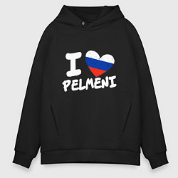 Толстовка оверсайз мужская Люблю пельмени, цвет: черный