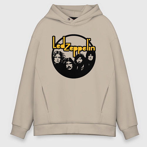Мужское худи оверсайз Led Zeppelin Лед Зеппелин / Миндальный – фото 1