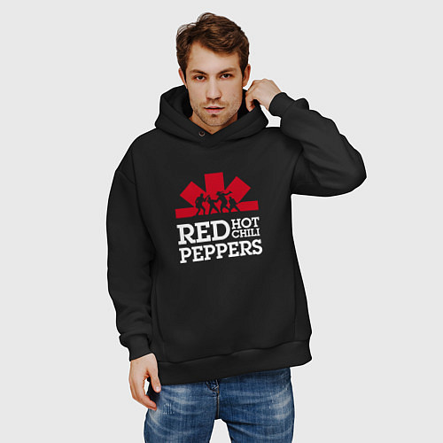 Мужское худи оверсайз RHCP Logo Red Hot Chili Peppers Logo / Черный – фото 3