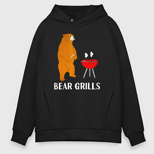 Мужское худи оверсайз Bear Grills Беар Гриллс / Черный – фото 1