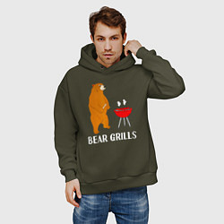 Толстовка оверсайз мужская Bear Grills Беар Гриллс, цвет: хаки — фото 2