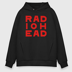 Толстовка оверсайз мужская Radiohead большое красное лого, цвет: черный