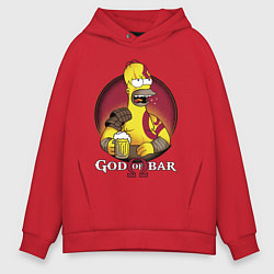 Толстовка оверсайз мужская Homer god of bar, цвет: красный