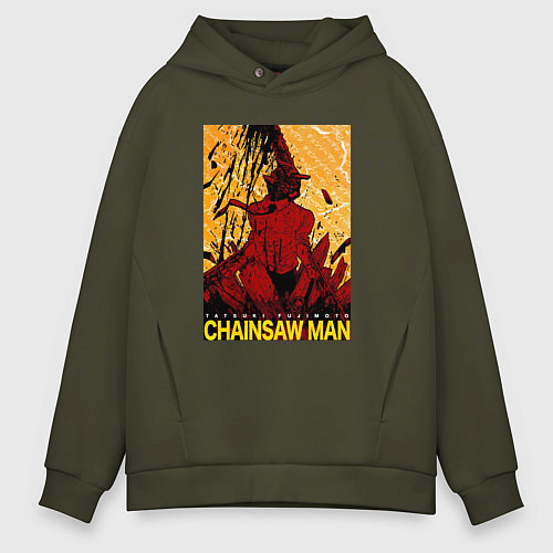 Мужское худи оверсайз CHAINSAW MAN DENJI / Хаки – фото 1