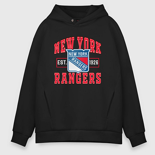 Мужское худи оверсайз NY RANGERS NHL НЬЮ-ЙОРК РЕЙНДЖЕРС / Черный – фото 1