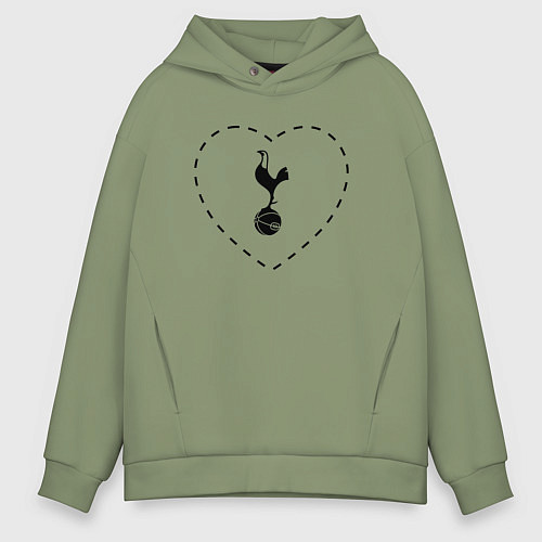 Мужское худи оверсайз Лого Tottenham в сердечке / Авокадо – фото 1