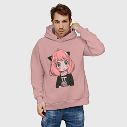 Толстовка оверсайз мужская Anya Forger Spy x Family Аня Форджер Семья Шпиона, цвет: пыльно-розовый — фото 2