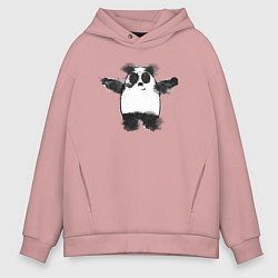 Толстовка оверсайз мужская Акварельная панда, цвет: пыльно-розовый