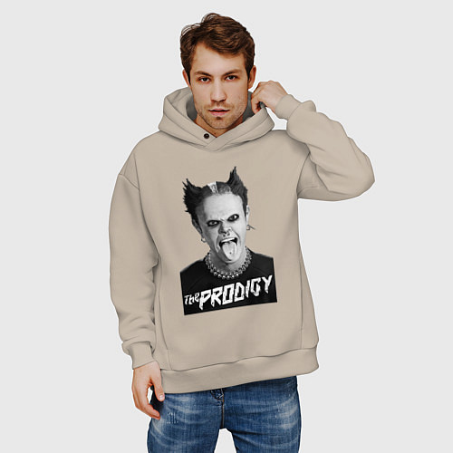 Мужское худи оверсайз The Prodigy - firestarter / Миндальный – фото 3