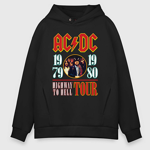 Мужское худи оверсайз ACDC HIGHWAY TO HELL TOUR / Черный – фото 1