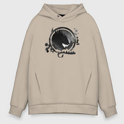 Толстовка оверсайз мужская Дикие звери, цвет: миндальный