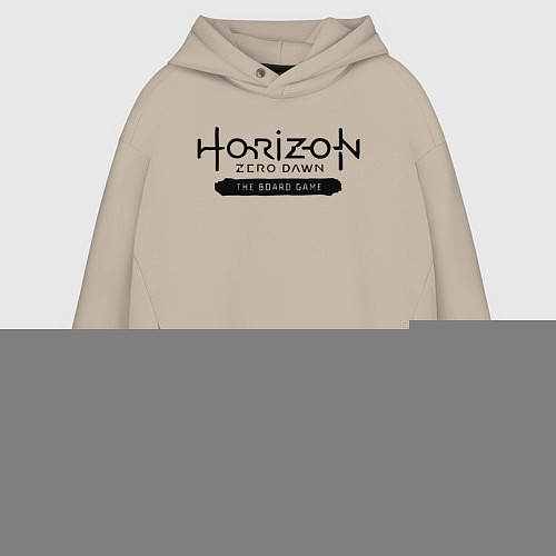 Мужское худи оверсайз Horizon forbidden west - logo / Миндальный – фото 1