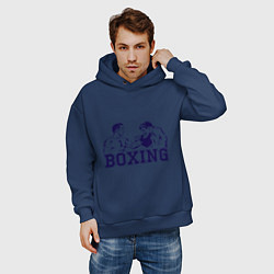 Толстовка оверсайз мужская Бокс Boxing is cool, цвет: тёмно-синий — фото 2
