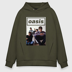 Толстовка оверсайз мужская Рок-группа OASIS, цвет: хаки