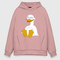 Толстовка оверсайз мужская Два весёлых гуся БЕЛЫЙ, цвет: пыльно-розовый