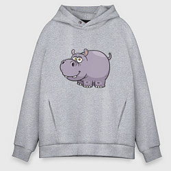 Толстовка оверсайз мужская Милый Бегемот, цвет: меланж
