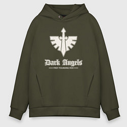 Толстовка оверсайз мужская Темные ангелы лого винтаж, цвет: хаки