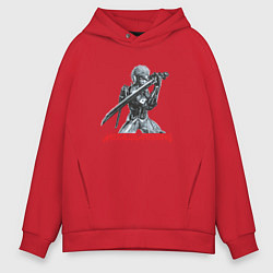 Толстовка оверсайз мужская Райден из Metal Gear Rising с мечом, цвет: красный