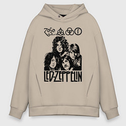Толстовка оверсайз мужская Led Zeppelin Black, цвет: миндальный
