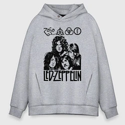 Толстовка оверсайз мужская Led Zeppelin Black, цвет: меланж