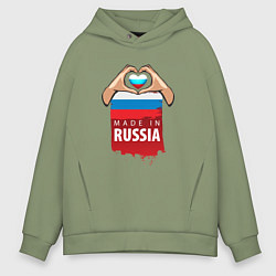 Толстовка оверсайз мужская Люблю Россию, цвет: авокадо