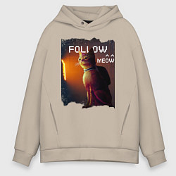 Толстовка оверсайз мужская STRAY FOLLOW MEOW, цвет: миндальный