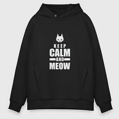 Мужское худи оверсайз Stray - Keep Calm / Черный – фото 1