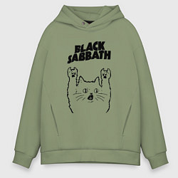 Толстовка оверсайз мужская Black Sabbath - rock cat, цвет: авокадо