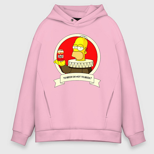 Мужское худи оверсайз To beer or not to beer? / Светло-розовый – фото 1