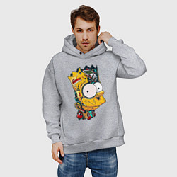 Толстовка оверсайз мужская Cyber-Bart - Simpsons family, цвет: меланж — фото 2