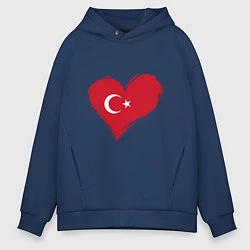 Толстовка оверсайз мужская Сердце - Турция, цвет: тёмно-синий