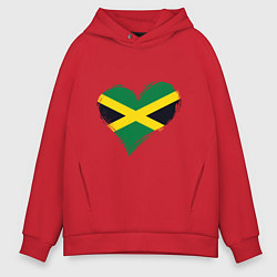 Толстовка оверсайз мужская Сердце - Ямайка, цвет: красный