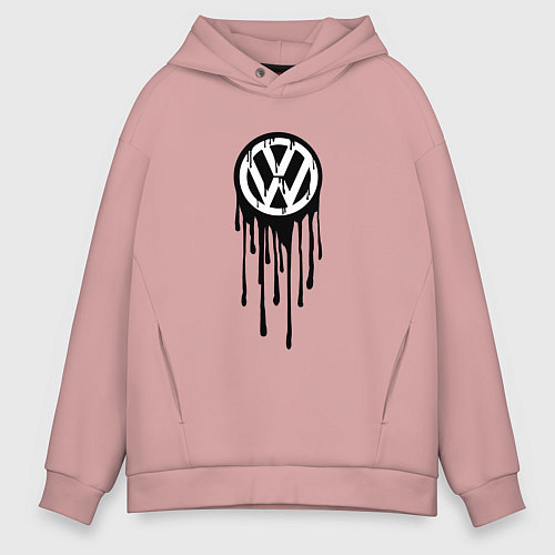 Мужское худи оверсайз Volkswagen - art logo / Пыльно-розовый – фото 1