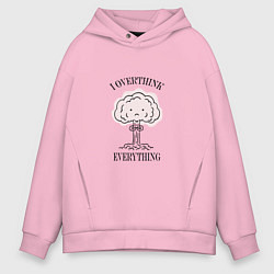 Толстовка оверсайз мужская I Overthink Everything, цвет: светло-розовый