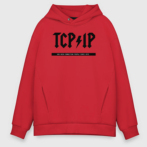 Мужское худи оверсайз TCPIP Connecting people since 1972 / Красный – фото 1