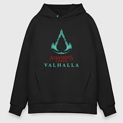 Толстовка оверсайз мужская Assassins Creed Valhalla - logo, цвет: черный
