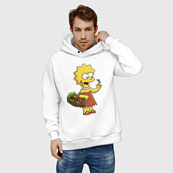 Толстовка оверсайз мужская Lisa Simpson с гусеницей на даче, цвет: белый — фото 2