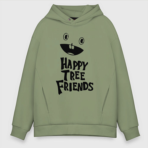 Мужское худи оверсайз Happy Three Friends - LOGO / Авокадо – фото 1